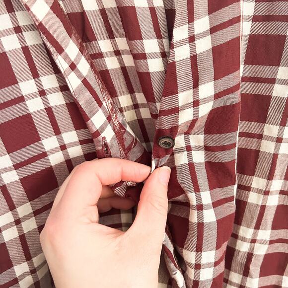 Madewell Arion Plaid Long Sleeve Top Red Size S - Picture 7 of 10